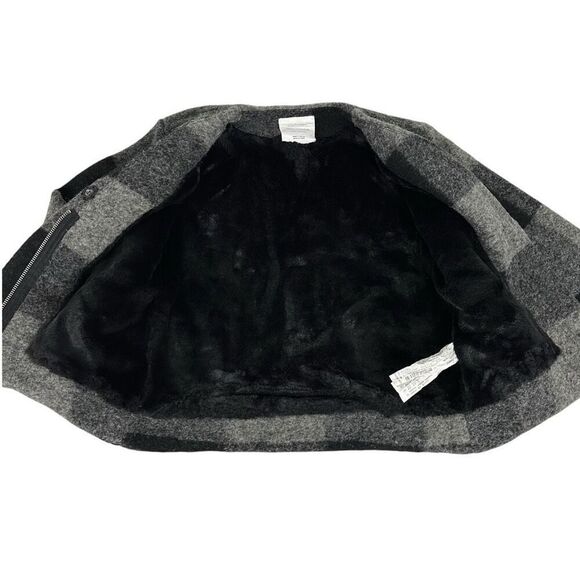 Zara Girls Black Buffalo Plaid Collarless Jacket size 7 - Picture 6 of 14